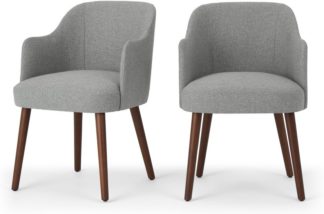 An Image of Set of 2 Swinton Carver Dining Chairs, Mountain Grey & Dark Stain