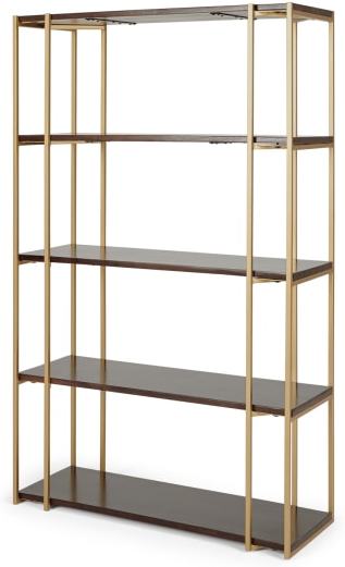 An Image of Khalida Bookcase, Dark Mango Wood and Brass