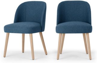 An Image of Set of 2 Swinton Dining Chairs, Tonic Blue & Oak Stain