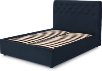 An Image of Jocelyn King Size Ottoman Storage Bed, Sapphire Blue Recycled Velvet