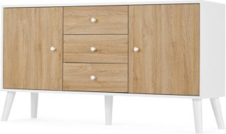 An Image of MADE Essentials Larsen Large Sideboard, Oak Effect & White