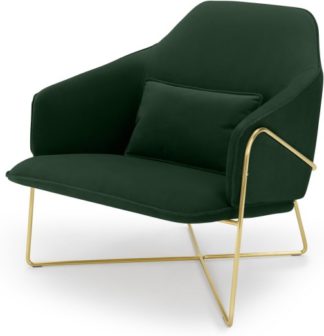 An Image of Stanley Accent Armchair, Pine Green Velvet