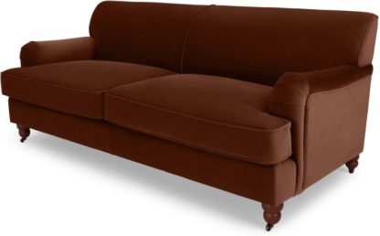 An Image of Orson 3 Seat Sofa, Warm Caramel Velvet