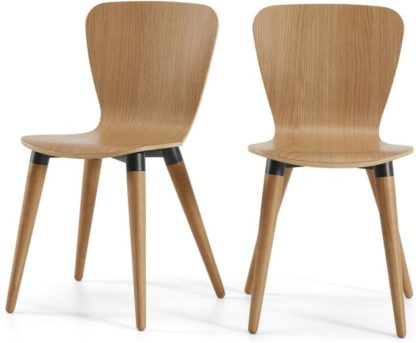 An Image of Set of 2 Edelweiss Dining Chairs, Oak and Black
