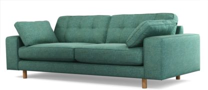 An Image of Content by Terence Conran Tobias, 3 Seater Sofa, Textured Weave Teal, Light Wood Leg