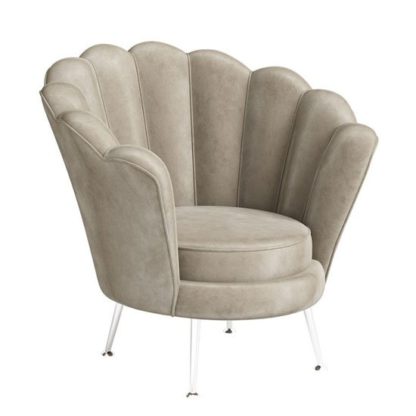 An Image of Erica Velvet Fabric Lounge Chair In Mink