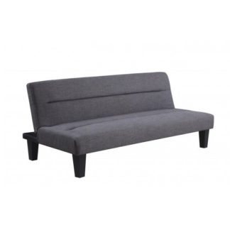 An Image of Padova Fabric Sofa Bed In Grey With Dark Legs