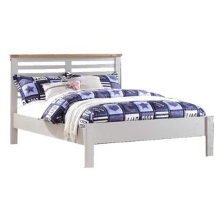 An Image of Tertia Stone Painted Wooden Double Bed