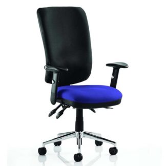 An Image of Chiro High Black Back Office Chair In Stevia Blue With Arms