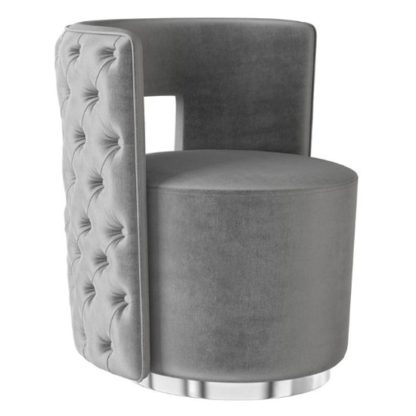 00ab88c74d1fab812de5918231b756cc045cc1629f114d2a1cc60ff862299af1.jpg An Image of Tamara Velvet Fabric Swivel Lounge Chair In Silver Grey
