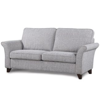An Image of Orsen Fabric 3 Seater Sofa In Zinc With Dark Wooden Legs