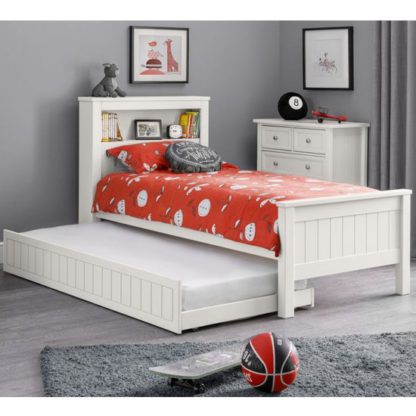 An Image of Maine Double Bed And Guest Bed In Surf White With Bookcase