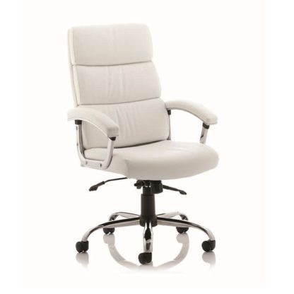 An Image of Tillie Bonded Leather Executive Chair In White With Chrome Base