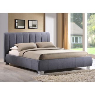 An Image of Braunston Fabric Upholstered King Size Bed In Grey