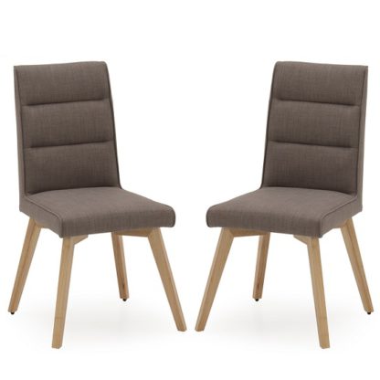 An Image of Divine Fabric Dining Chair In Grey With Oak Legs In A Pair