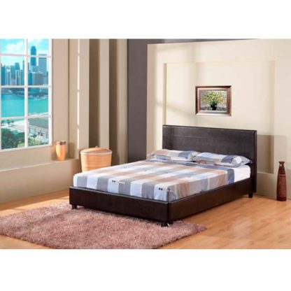01e368172ef420a03c7a54f399662010429913640a0e255ce596886f8078233b.jpg An Image of Lisa Black Faux Leather Double Bed