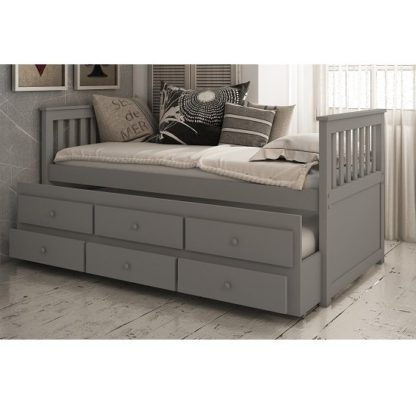 An Image of Ryegate Wooden Pull Out Trundle Day Bed In Grey Finish