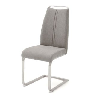 An Image of Giulia Fabric Cantilever Dining Chair In Ice Grey
