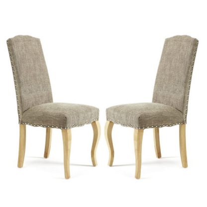 An Image of Madeline Dining Chair In Bark Fabric And Oak Legs in A Pair