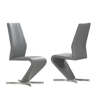 An Image of Gia Dining Chairs In Grey Faux Leather In A Pair