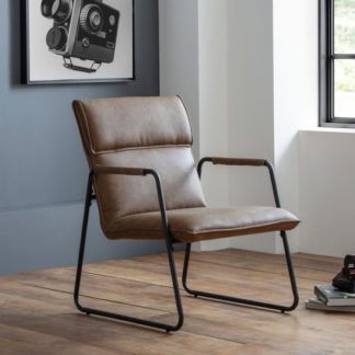 An Image of Gramercy Faux Leather Bedroom Chair In Brown