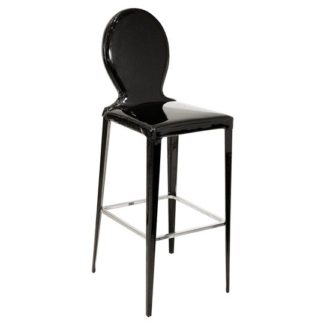 An Image of Tequila Black PVC Bar Stool With Metal Foot Rest