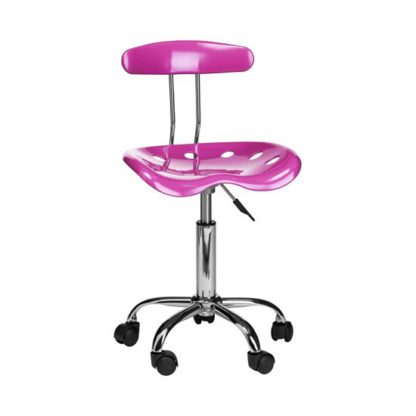 An Image of Hanoi Office Chair In Pink ABS With Chrome Base And 5 Wheels
