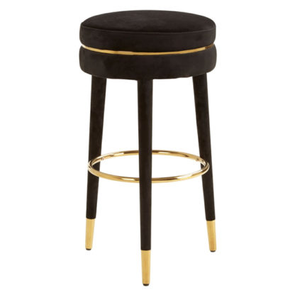 028066ab44a1111f9a0e8f12f020b46d7199b162b16c52a91ac90300c43a9399.jpg An Image of Intercrus Velvet Bar Stool In Black