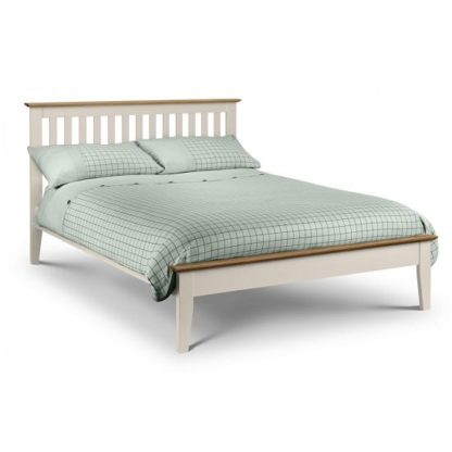 An Image of Cayuga Two Tone Double Size Bed In Stone White Lacquered