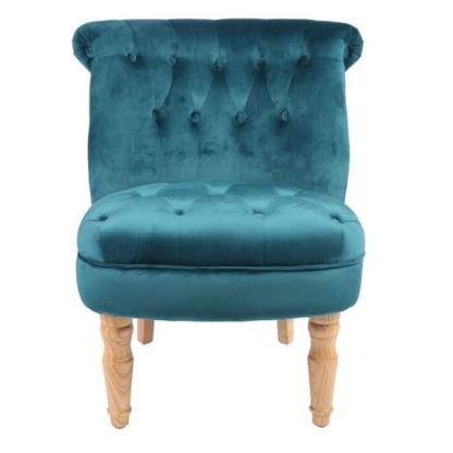 An Image of Carlos Boudoir Style Chair In Teal Fabric With Linen Effect
