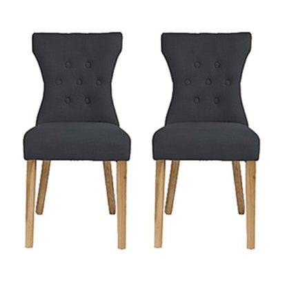 An Image of Optro Grey Fabric Dining Chairs In Pair