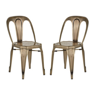 An Image of Dschubba Brass Metal Dining Chairs In Pair