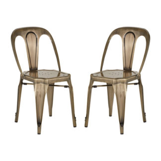 An Image of Dschubba Brass Metal Dining Chairs In Pair