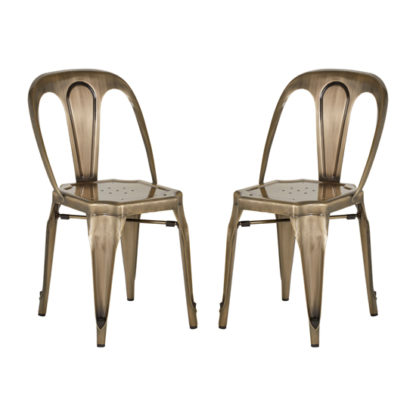 An Image of Dschubba Brass Metal Dining Chairs In Pair