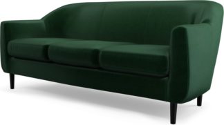 An Image of Custom MADE Tubby 3 Seater Sofa, Bottle Green Velvet with Black Wood Leg
