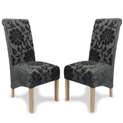 033cc202a64007c839cd7dc98c7722d862016d80b681c1e209a4f65649c090e4.jpg An Image of Arora Dining Chair In Charcoal Fabric With Oak Legs In A Pair
