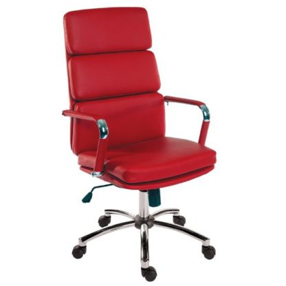 An Image of Deco Retro Eames Style Executive Office Chair In Red