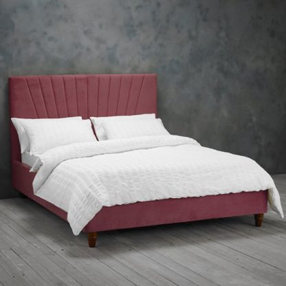 An Image of Lexie Double Fabric Bed In Pink