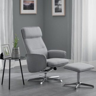 An Image of Alden Fabric Recliner Chair With Foot Stool In Grey Linen