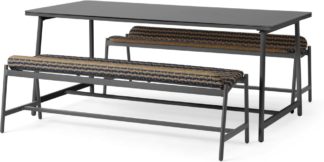 An Image of Kula Garden Bench Set, Natural and Blue