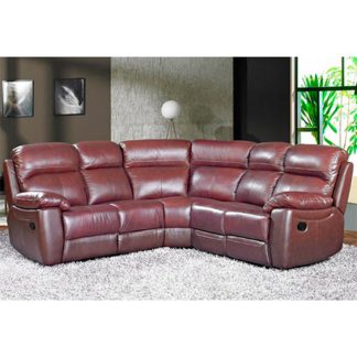 An Image of Aston Leather Corner Recliner Sofa In Chestnut