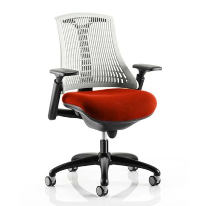 04c0e5e11d1b5bd1aa9a053c03d2633696ddc21a9c72cd8ec37eeb61af562e2d.jpg An Image of Flex Task White Back Office Chair With Tabasco Red Seat