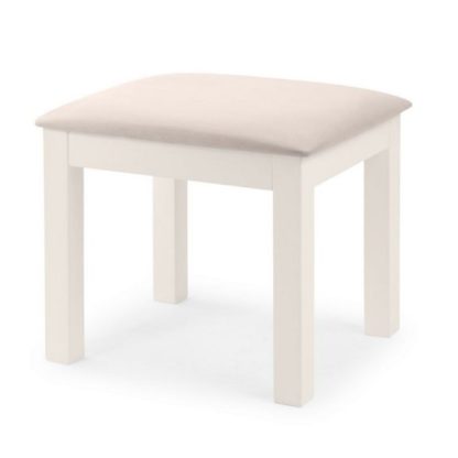 An Image of Marquis Wooden Dressing Table Stool In White With Padded Seat