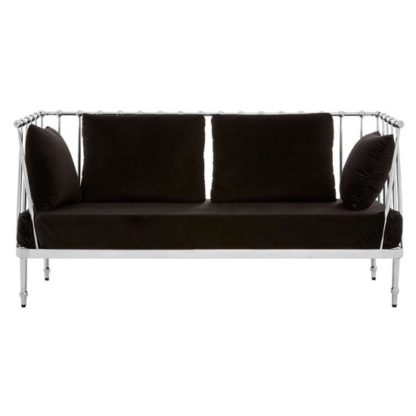 053dc81e555519b689051b30c5271e11d7c3359b979d25bf4d262f18aca9ff75.jpg An Image of Kurhah 2 Seater Sofa In Black With Silver Finish Tapered Arms