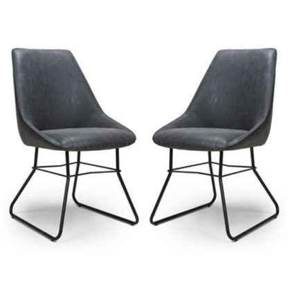 054d76feff3fa074f36eaae21ae9b38f65c7ae5e1de5798285cd0d091ffeadaa.jpg An Image of Cooper Wax Grey Faux Leather Dining Chair In A Pair