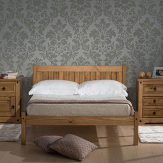 An Image of Rio Wooden Small Double Bed In Waxed Pine