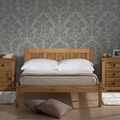 An Image of Rio Wooden Small Double Bed In Waxed Pine