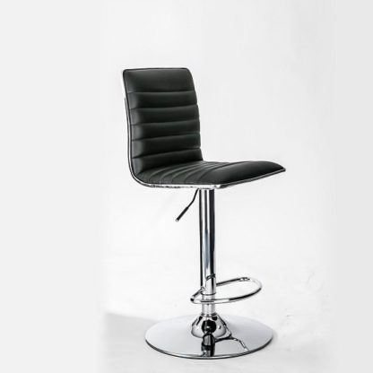 An Image of Albany Faux Leather Bar Stool In Black With Chrome Base