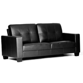 An Image of Lena Leather And PVC Bonded 3 Seater Sofa In Black