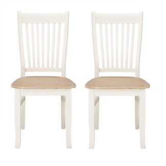 An Image of Julian Dining Chair In Distressed Effect Wooden Seat in A Pair